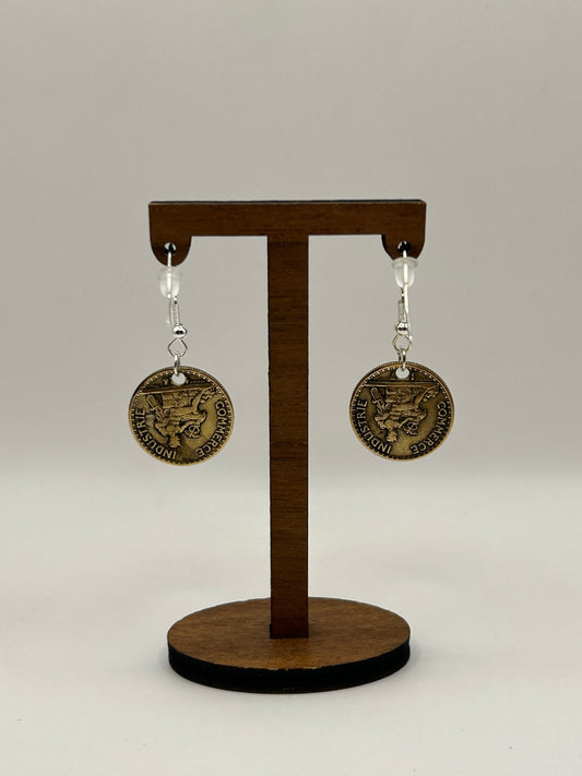 Boucles d’oreilles en pièce de monnaie 50 centimes Chambres de commerce
