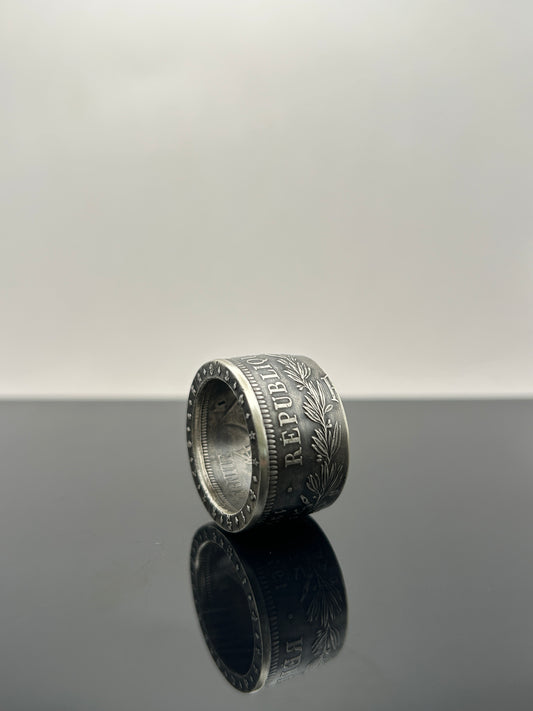 Bague pièce de monnaie 50 francs République Française en argent massif Monnaia
