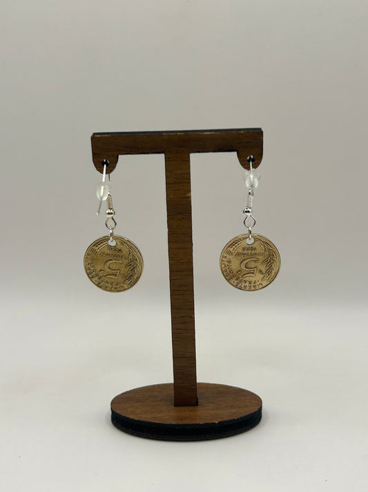 Boucles d’oreilles en pièce de monnaie 5 centimes Marianne
