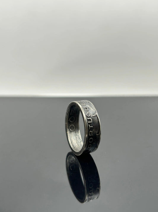 Bague pièce de monnaie 5 Escudos Portugais (alliage d’argent 650 %) MONNAIA