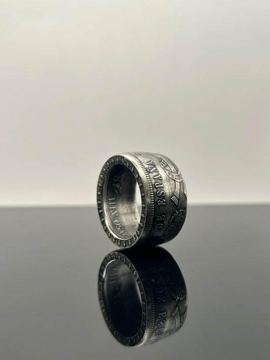 Bague pièce de monnaie 5 Pesetas en argent massif MONNAIA