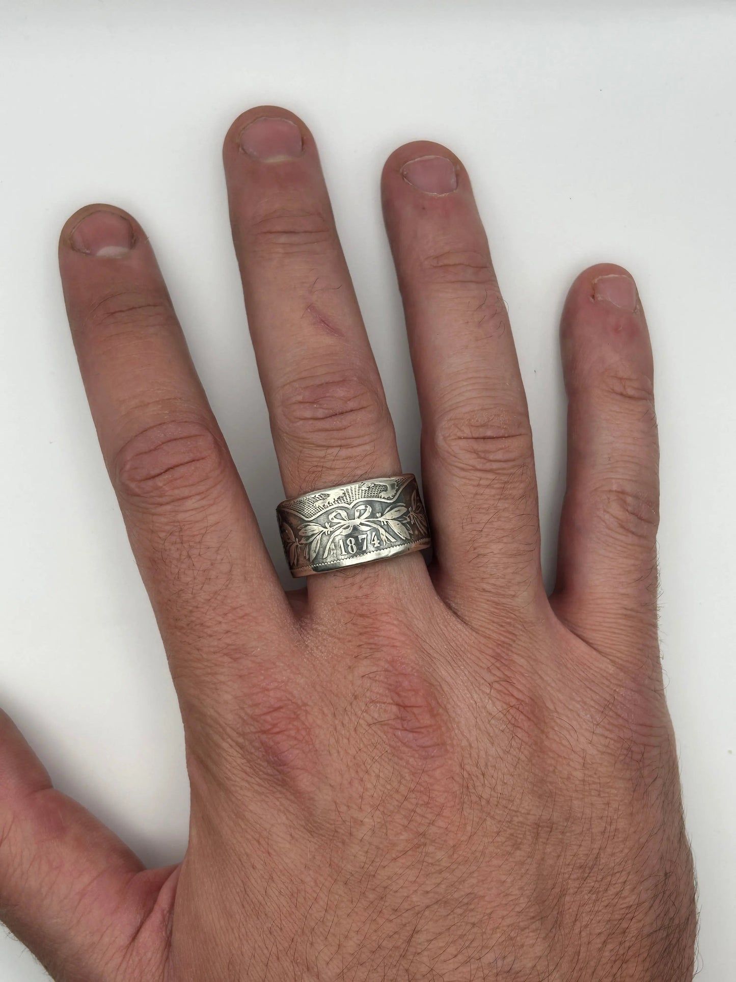 Bague pièce de monnaie LÉOPOLD II en argent massif MONNAIA