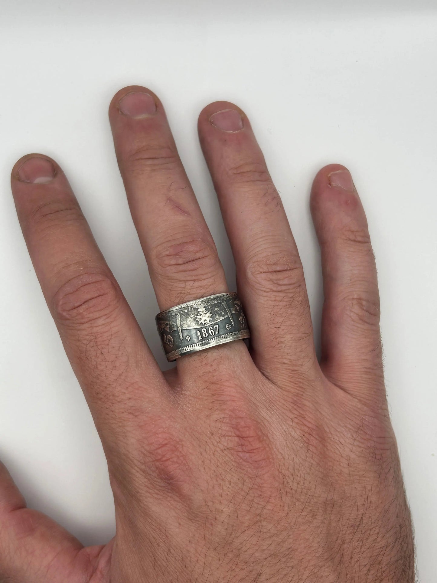 Bague pièce de monnaie NAPOLÉON III en argent massif MONNAIA