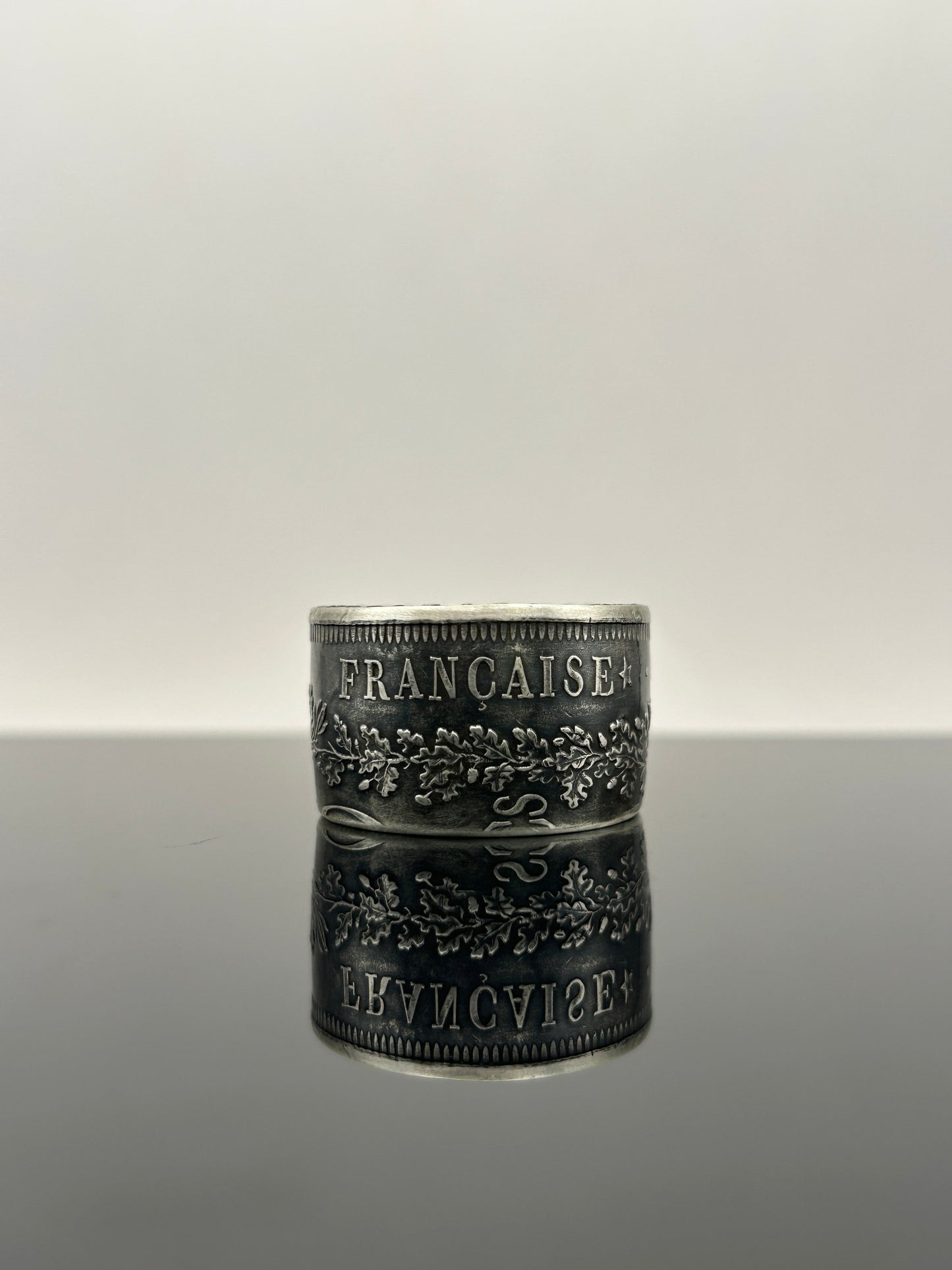 Bague pièce de monnaie 50 francs République Française en argent massif MONNAIA
