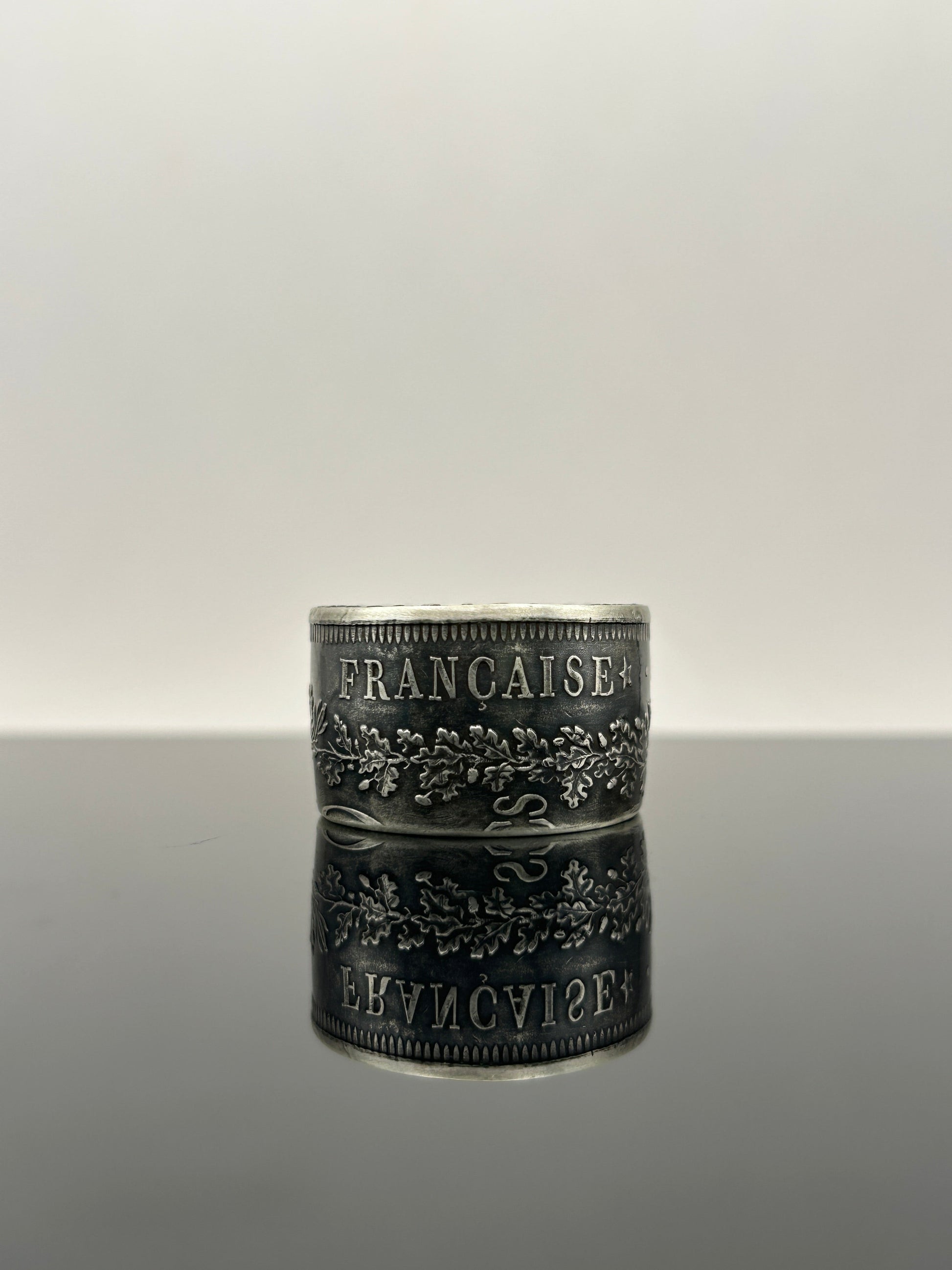 Bague pièce de monnaie 50 francs République Française en argent massif MONNAIA