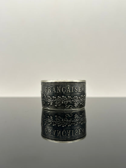 Bague pièce de monnaie 50 francs République Française en argent massif MONNAIA