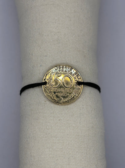 Bracelet en pièce de monnaie 50 centimes Marianne MONNAIA