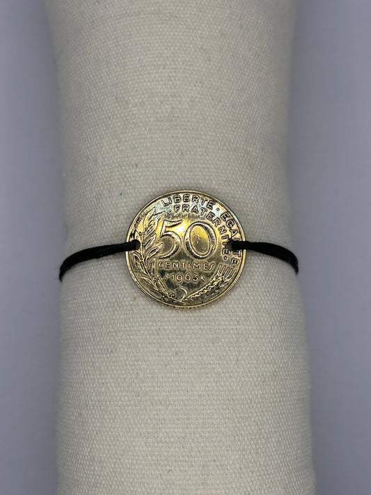 Bracelet en pièce de monnaie 50 centimes Marianne MONNAIA