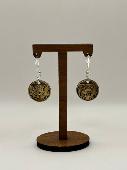 Boucles d’oreilles en pièce de monnaie 50 centimes Chambres de commerce
