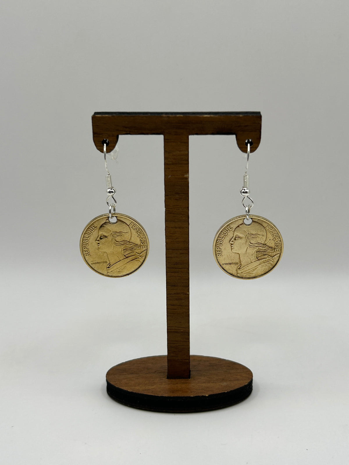 Boucles d’oreilles en pièce de monnaie 10 centimes Marianne