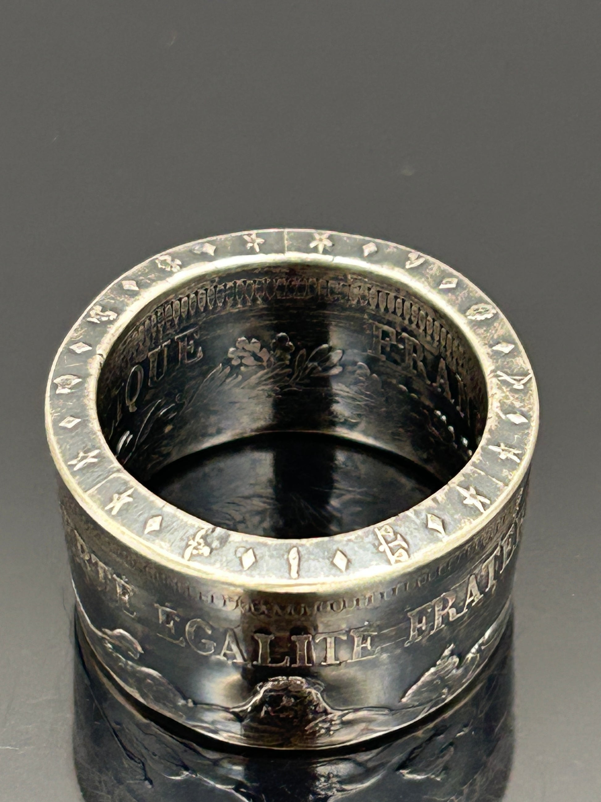 Bague pièce de monnaie 50 francs Hercule en argent massif Monnaia, bijou artisanal unique
