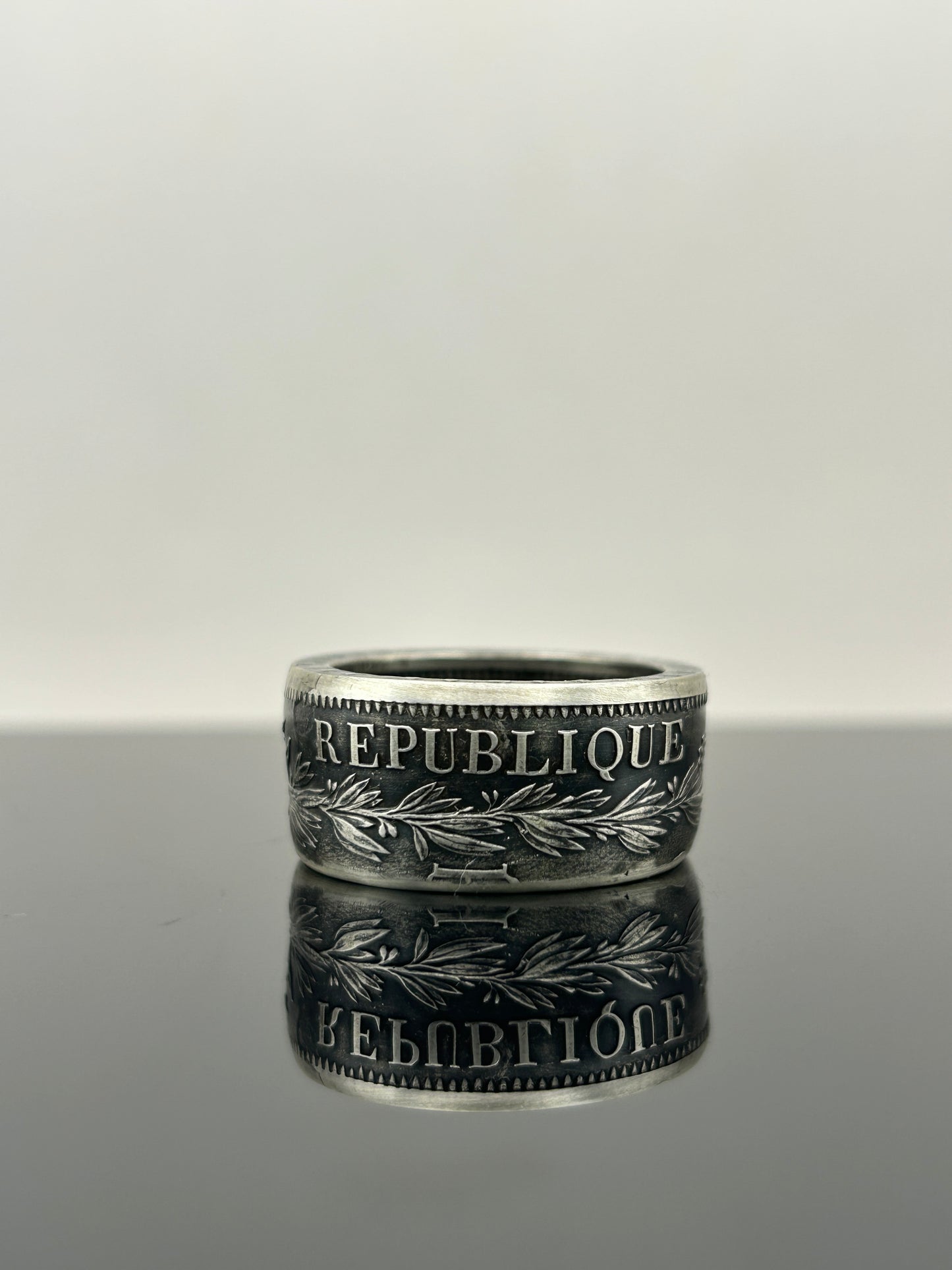 Bague pièce de monnaie 10 Francs République Française en argent massif