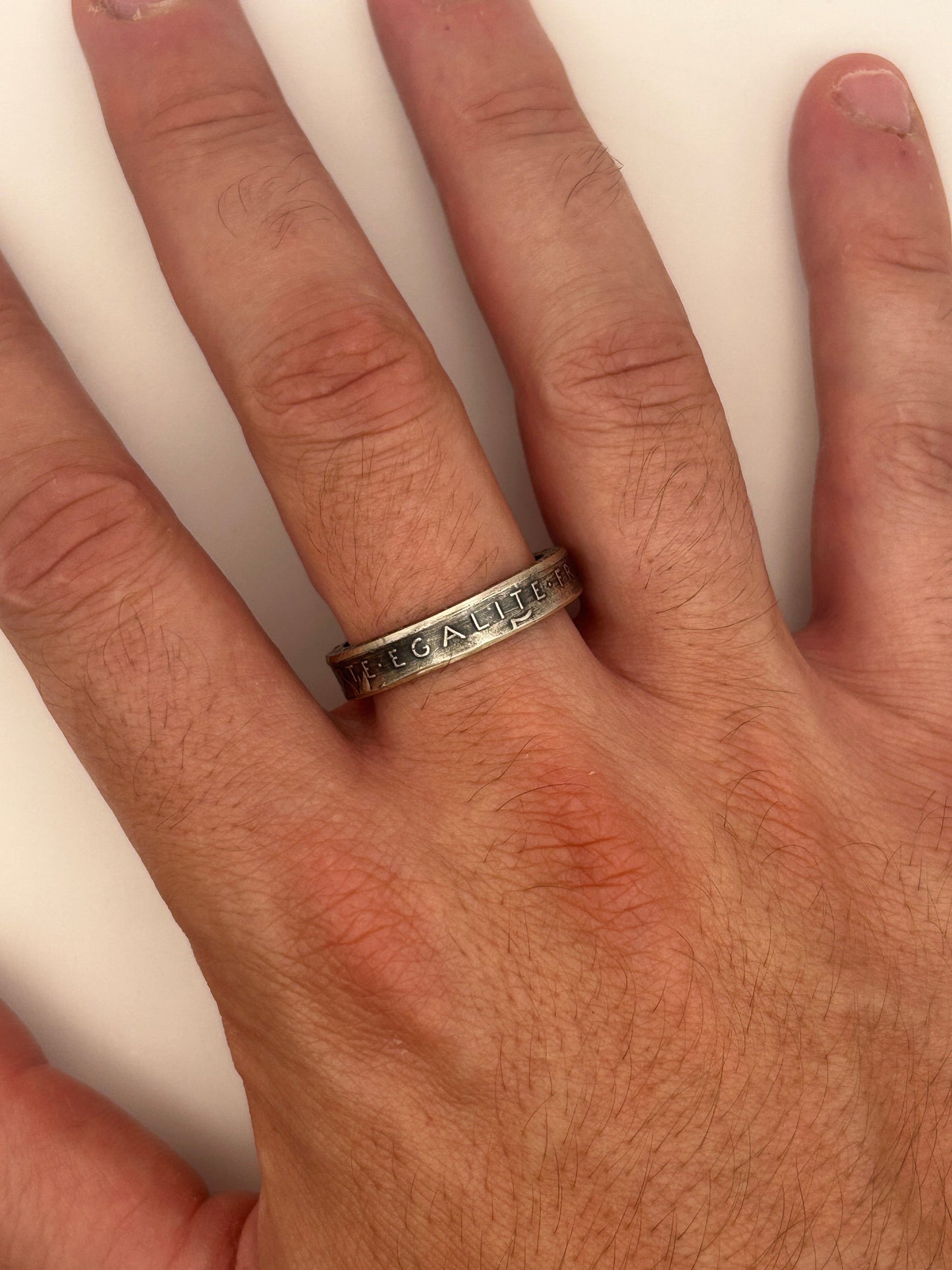 Bague pièce de monnaie petite Semeuse en argent massif MONNAIA