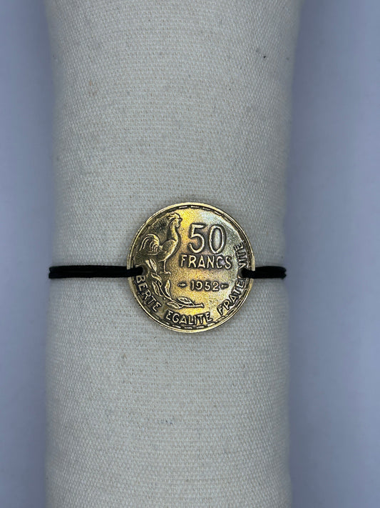 Bracelet en pièce de monnaie 50 francs Guiraud MONNAIA