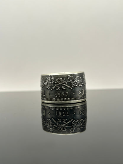 Bague pièce de monnaie 50 francs République Française en argent massif MONNAIA