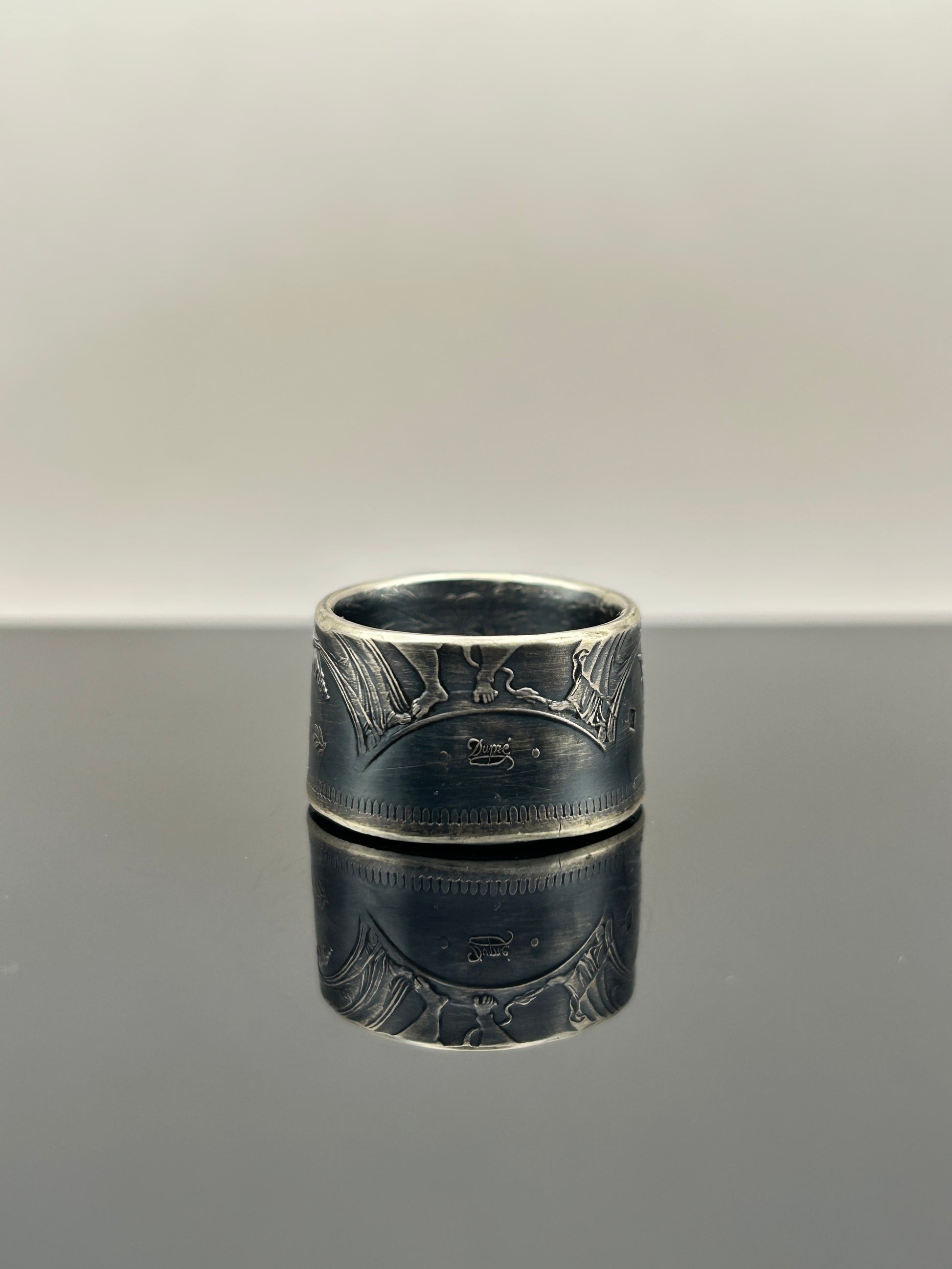 Bague pièce de monnaie 50 francs Hercule en argent massif Monnaia, bijou artisanal unique