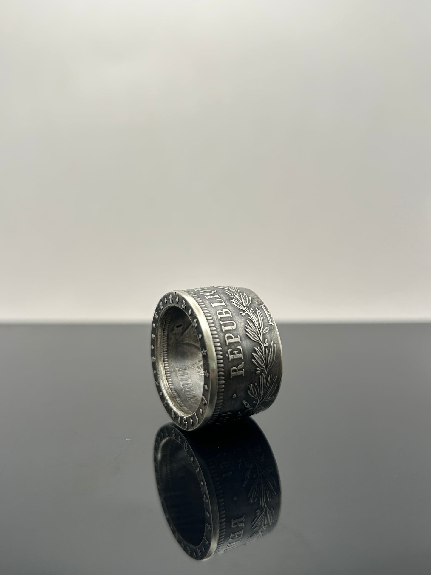 Bague pièce de monnaie 50 francs République Française en argent massif Monnaia 