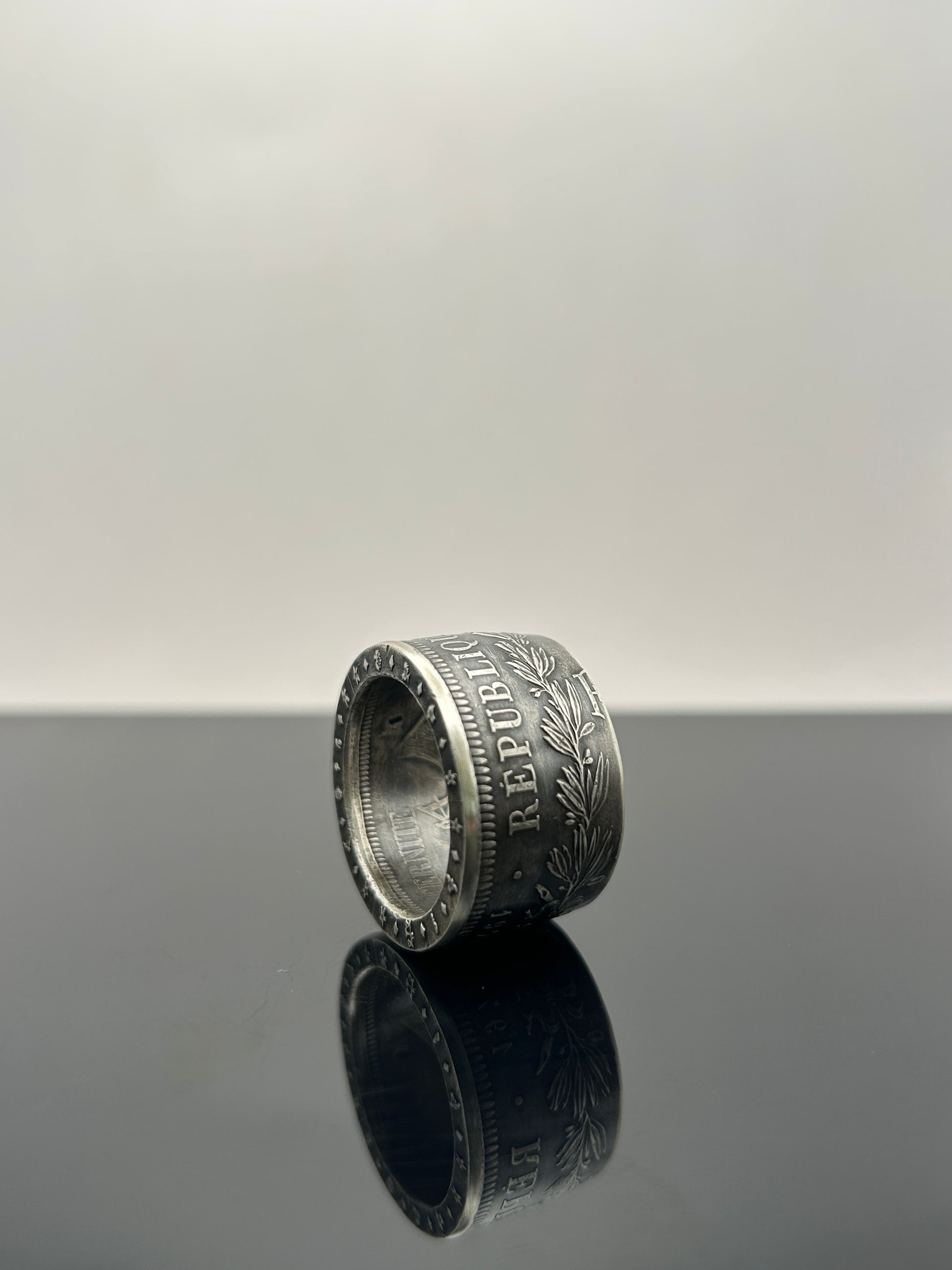 Bague pièce de monnaie 50 francs République Française en argent massif Monnaia 