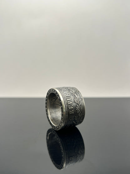 Bague pièce de monnaie 50 francs République Française en argent massif Monnaia 