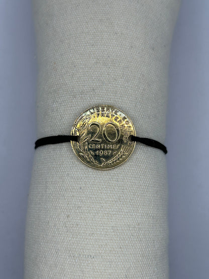 Bracelet en pièce de monnaie 20 centimes Marianne MONNAIA