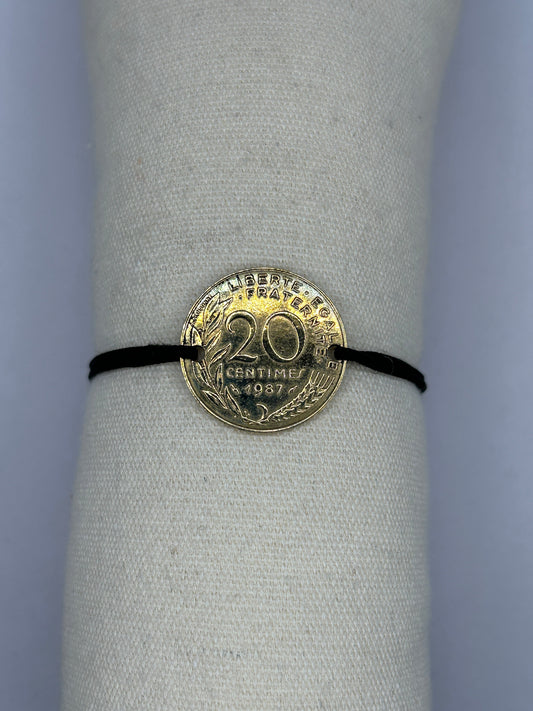 Bracelet en pièce de monnaie 20 centimes Marianne MONNAIA