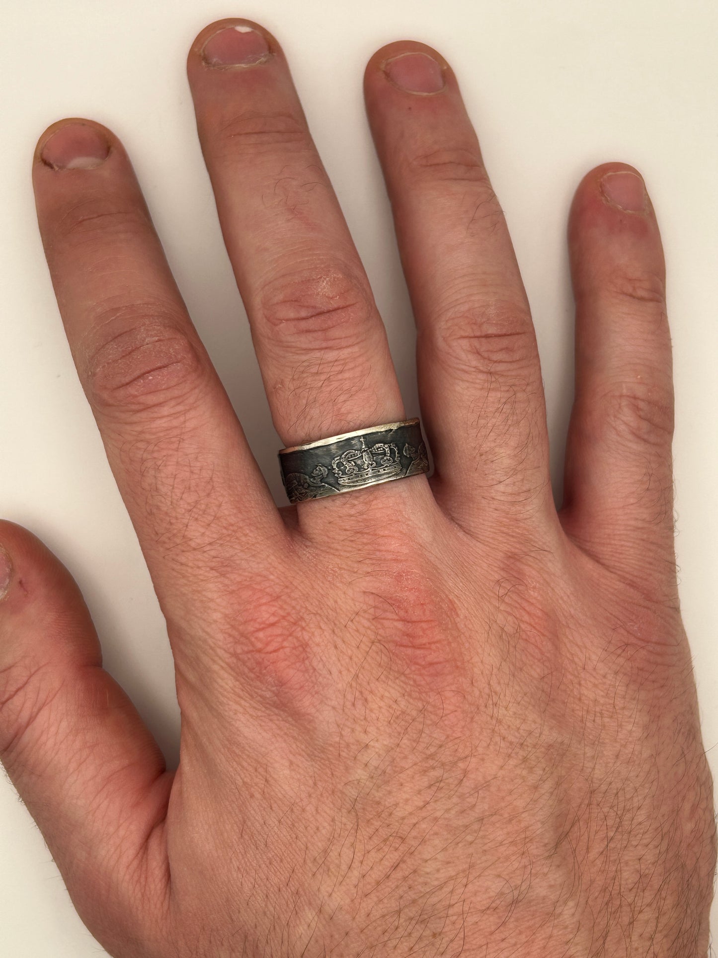 Bague pièce de monnaie 5 francs Monaco en argent massif Monnaia, bijou artisanal unique