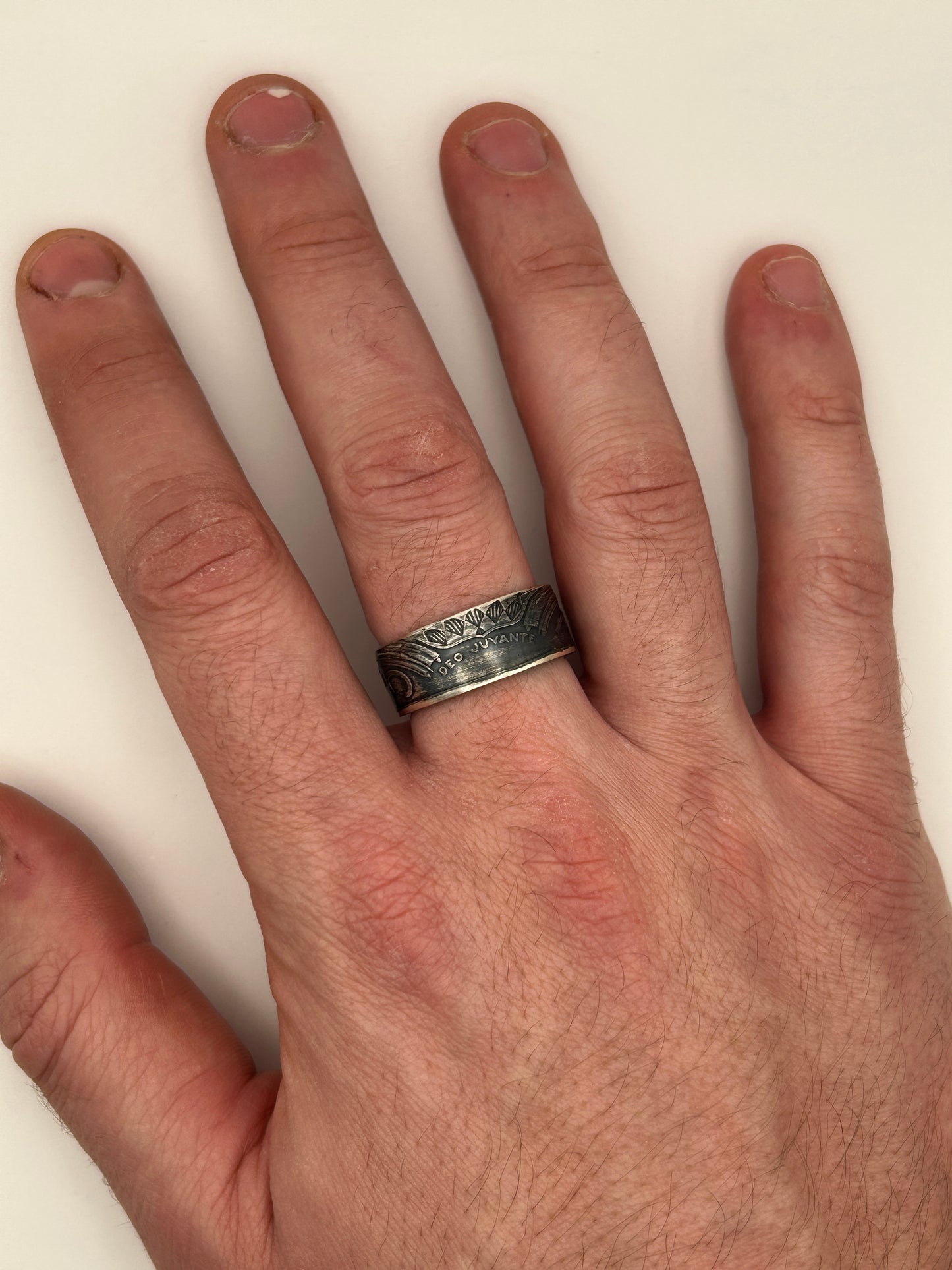 Bague pièce de monnaie 5 francs Monaco en argent massif Monnaia, bijou artisanal unique
