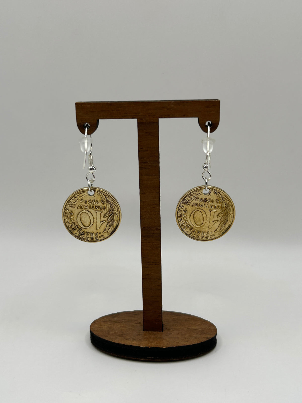 Boucles d’oreilles en pièce de monnaie 10 centimes Marianne