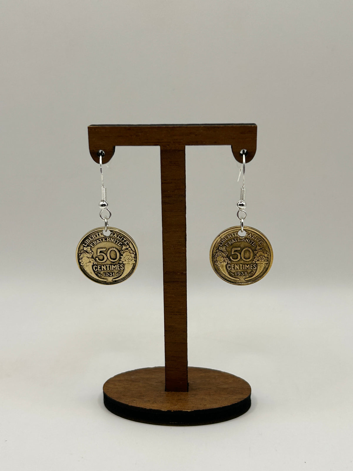 Boucles d’oreilles en pièce de monnaie 50 centimes Morlon&nbsp;