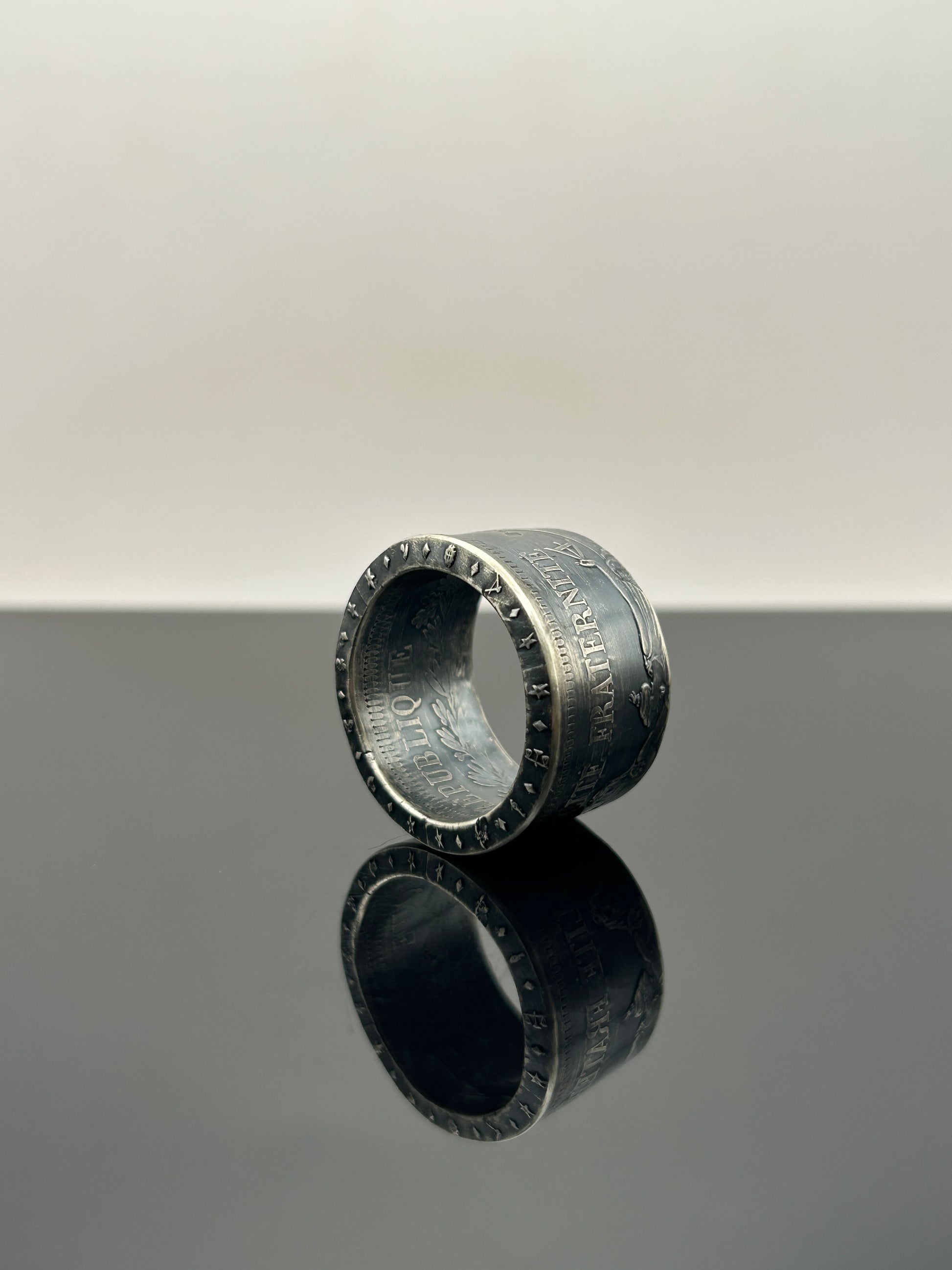 Bague pièce de monnaie 50 francs Hercule en argent massif Monnaia, bijou artisanal unique