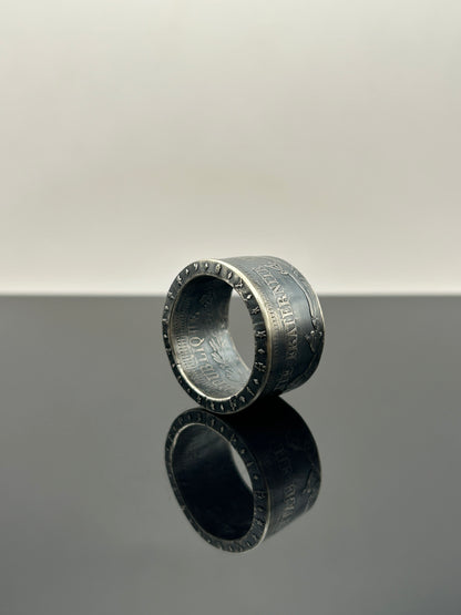 Bague pièce de monnaie 50 francs Hercule en argent massif Monnaia, bijou artisanal unique