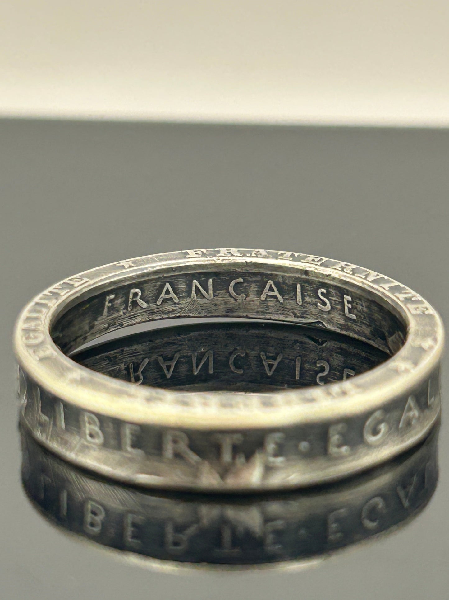 Bague pièce de monnaie petite Semeuse en argent massif MONNAIA