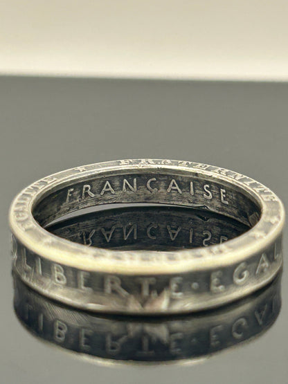 Bague pièce de monnaie petite Semeuse en argent massif MONNAIA