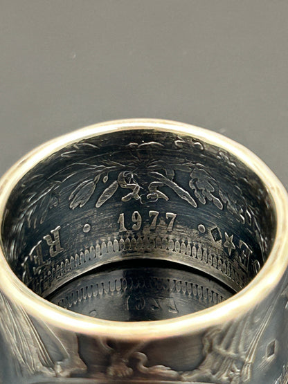 Bague pièce de monnaie 50 francs Hercule en argent massif Monnaia, bijou artisanal unique