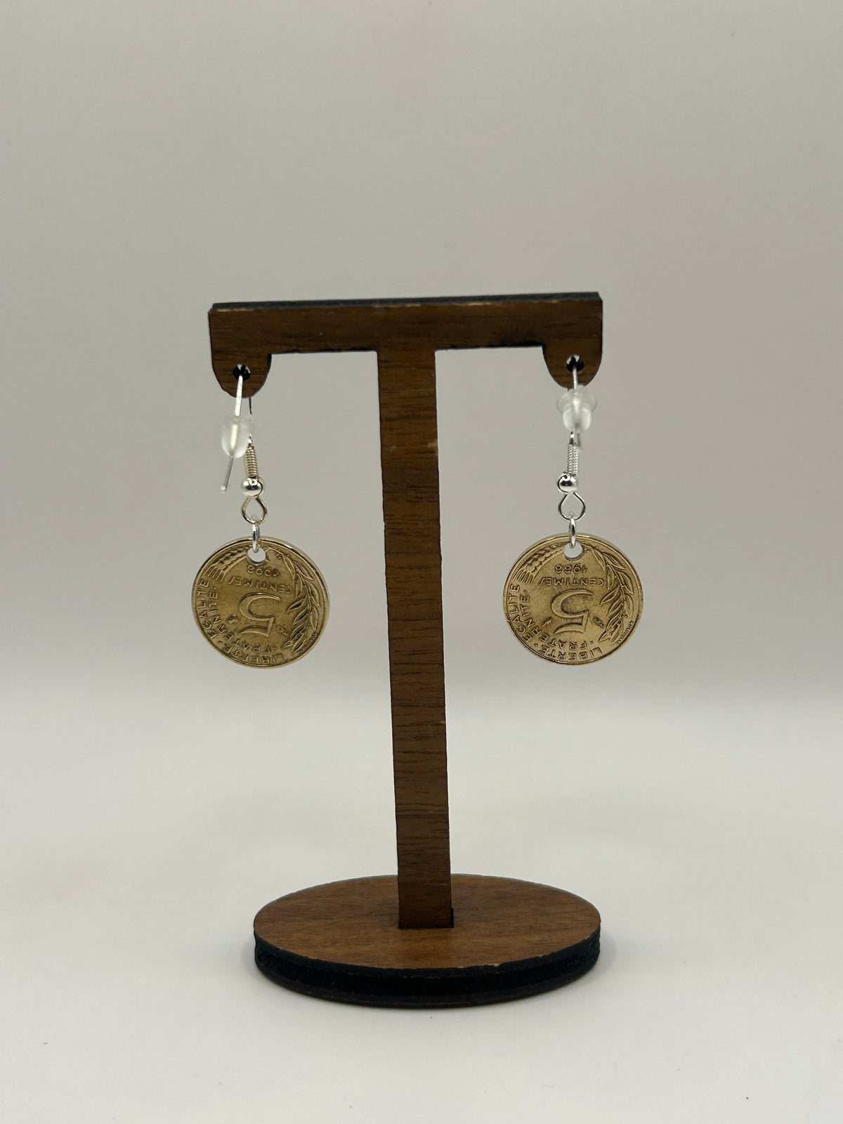 Boucles d’oreilles en pièce de monnaie 5 centimes Marianne