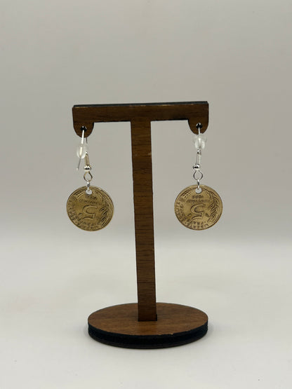 Boucles d’oreilles en pièce de monnaie 5 centimes Marianne