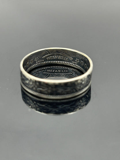 Bague pièce de monnaie 1 franc SUISSE en argent massif MONNAIA
