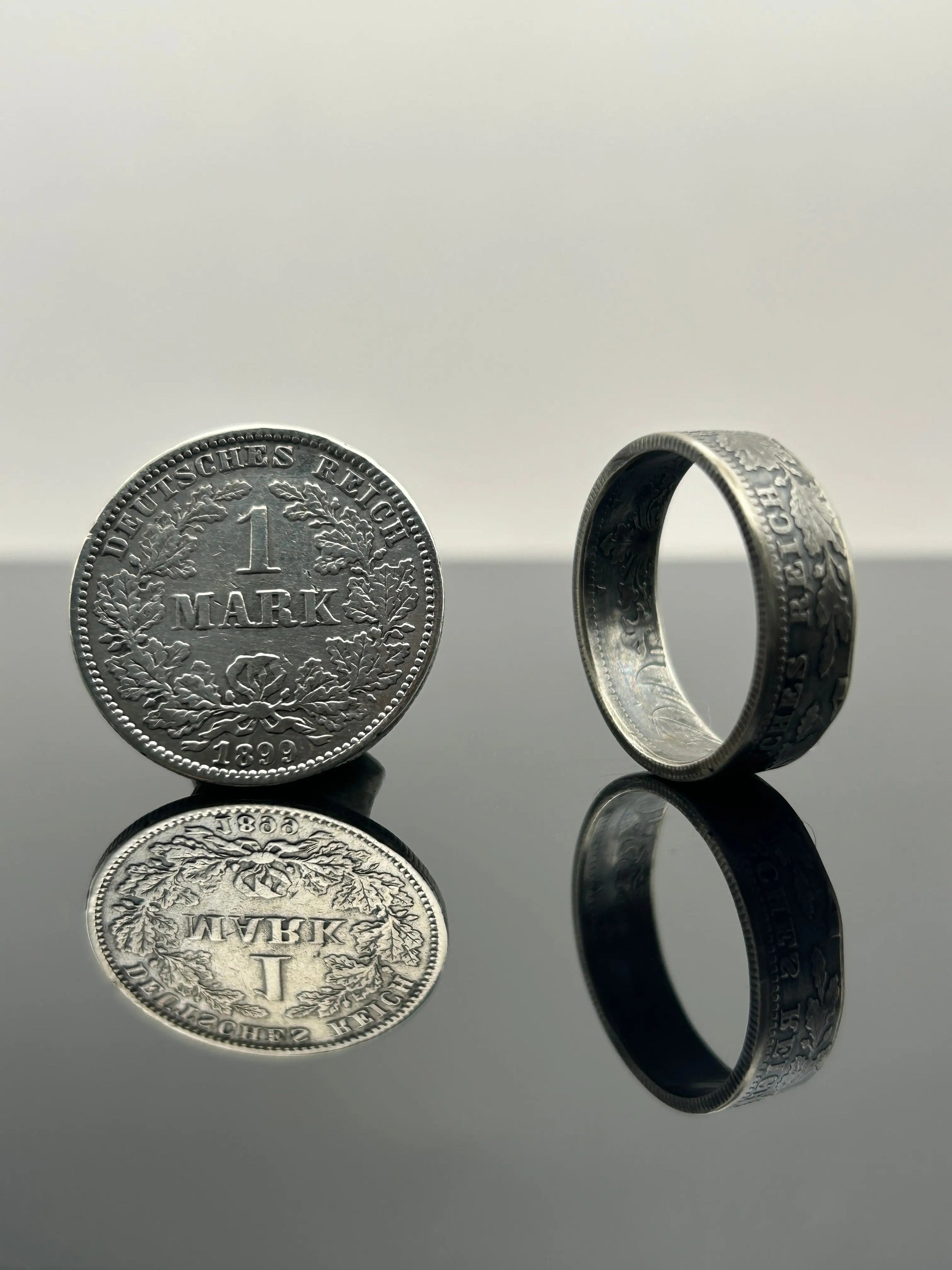 Bague pièce de monnaie 1 mark en Argent massif MONNAIA