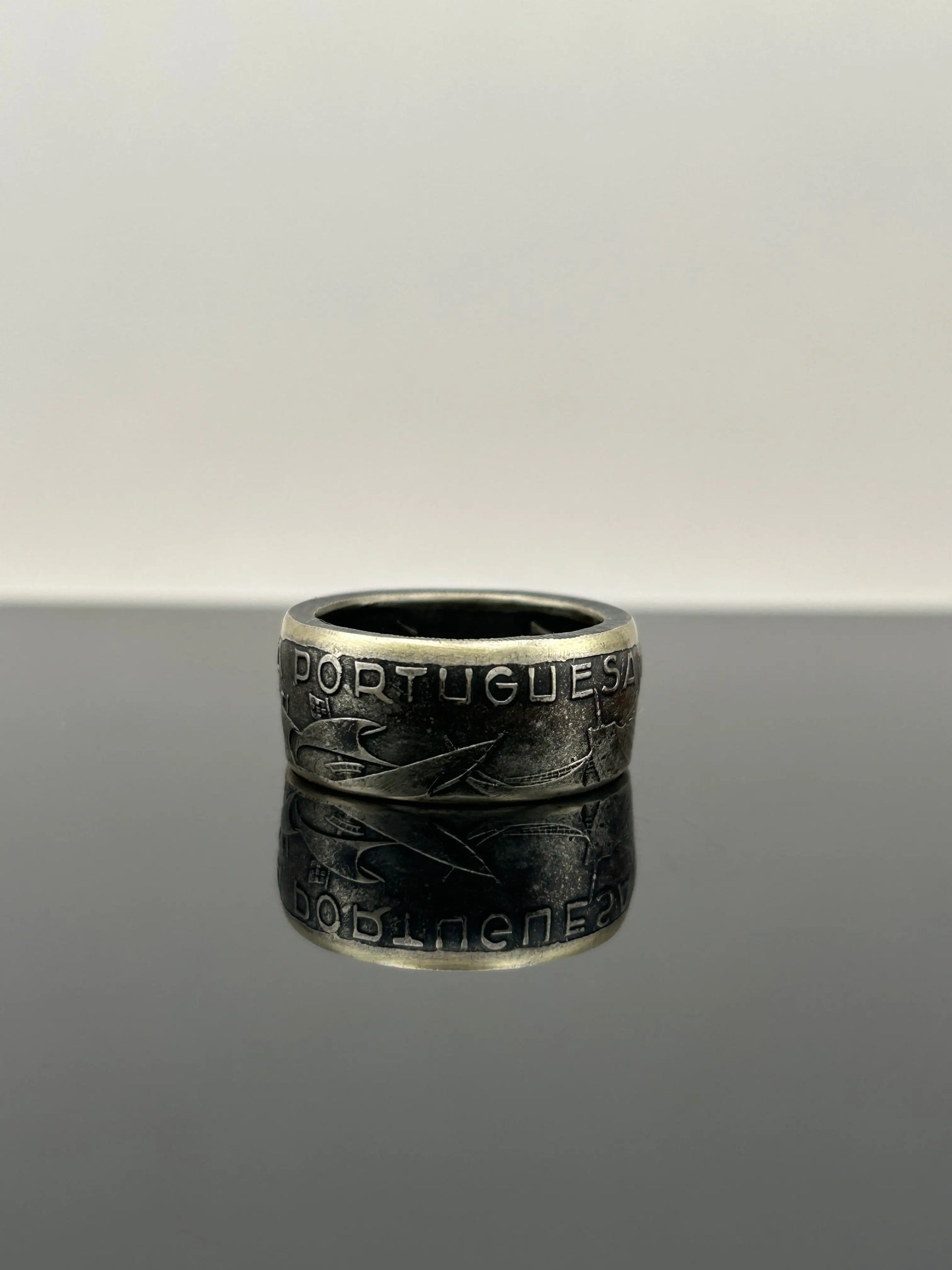 Bague pièce de monnaie 10 ESCUDOS Portugais en argent 680% MONNAIA