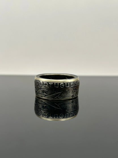 Bague pièce de monnaie 10 ESCUDOS Portugais en argent 680% MONNAIA