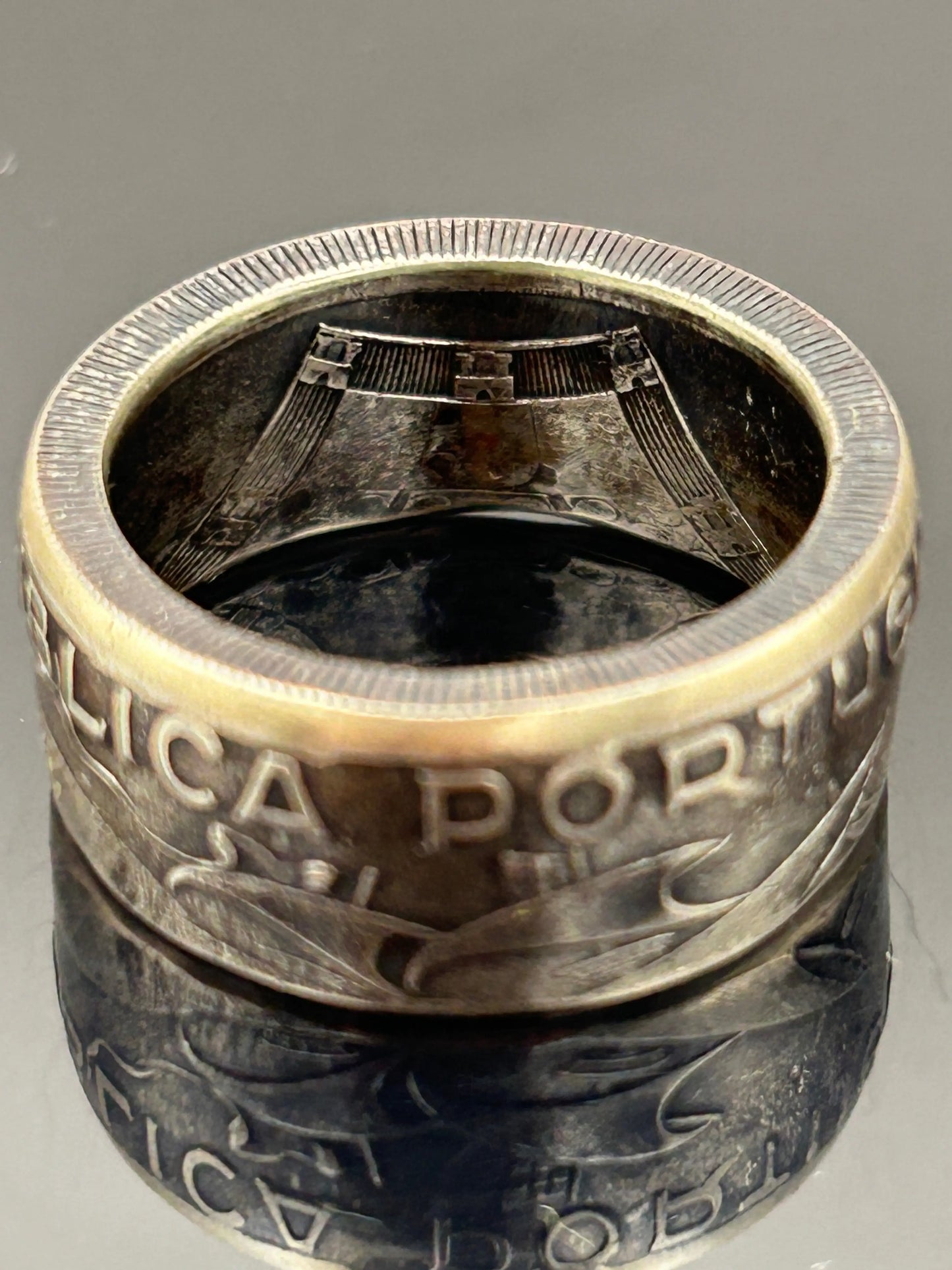 Bague pièce de monnaie 10 ESCUDOS Portugais en argent 680% MONNAIA