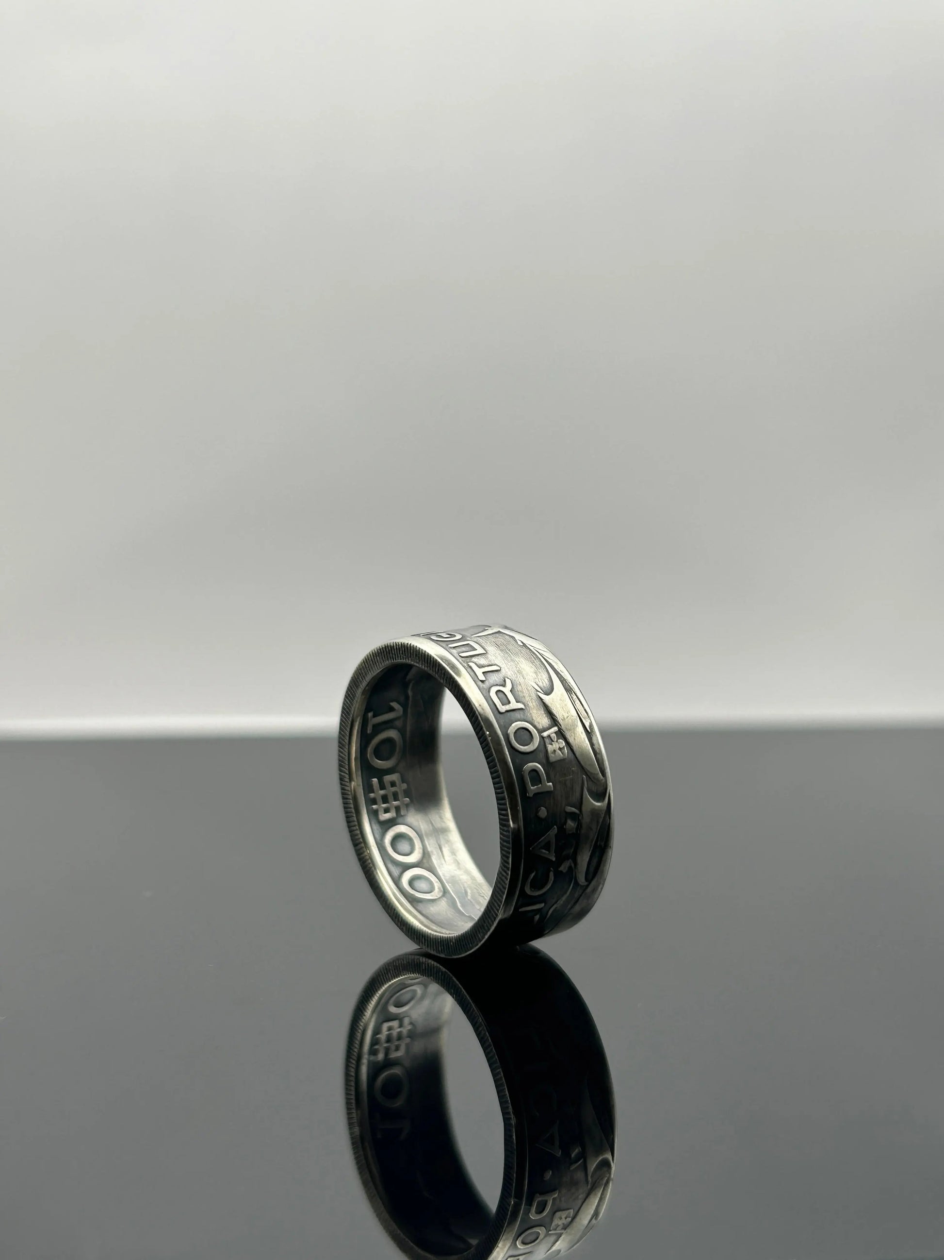 Bague pièce de monnaie 10 ESCUDOS Portugais en argent massif MONNAIA