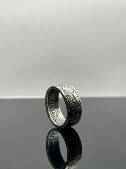 Bague pièce de monnaie 10 ESCUDOS Portugais en argent massif MONNAIA