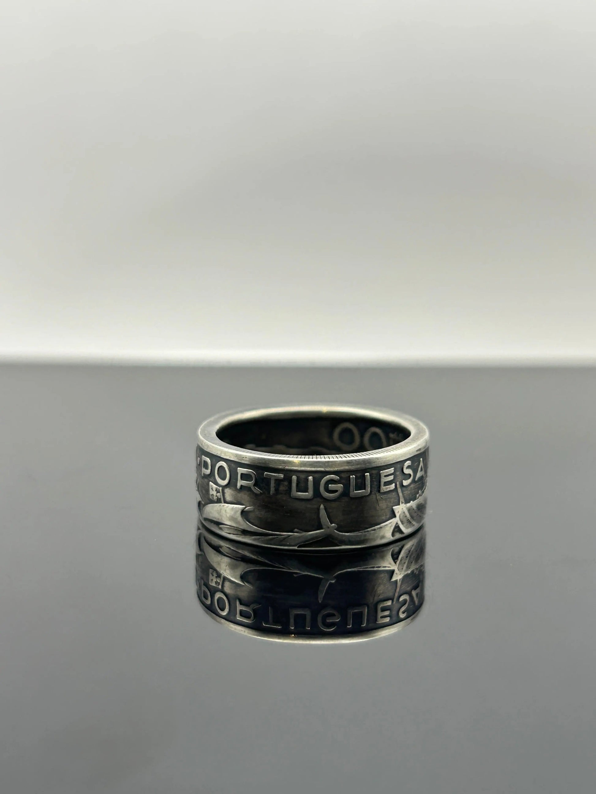 Bague pièce de monnaie 10 ESCUDOS Portugais en argent massif MONNAIA