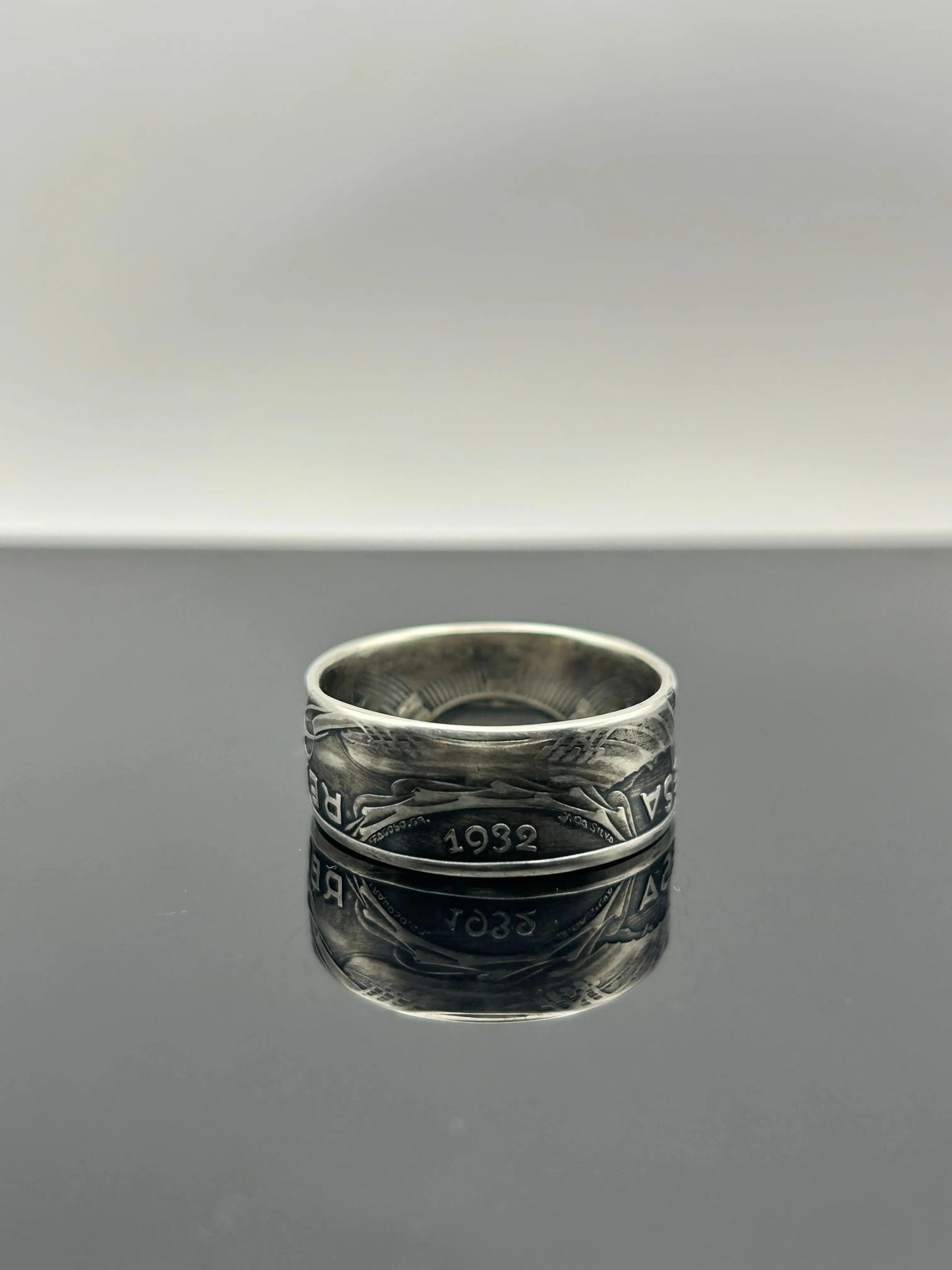 Bague pièce de monnaie 10 ESCUDOS Portugais en argent massif MONNAIA
