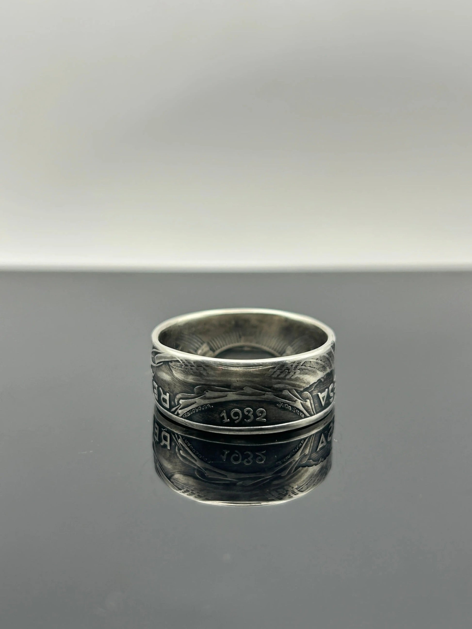 Bague pièce de monnaie 10 ESCUDOS Portugais en argent massif MONNAIA