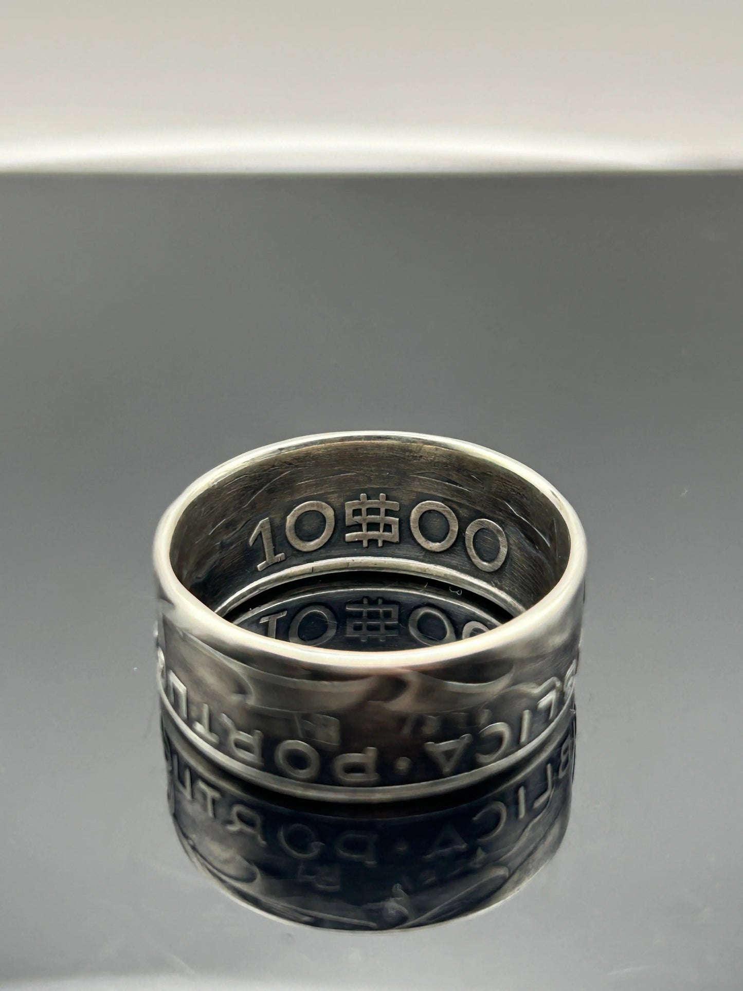 Bague pièce de monnaie 10 ESCUDOS Portugais en argent massif MONNAIA