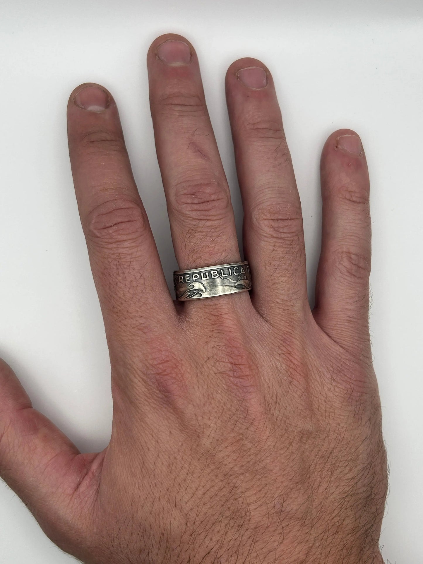 Bague pièce de monnaie 10 ESCUDOS Portugais en argent massif MONNAIA