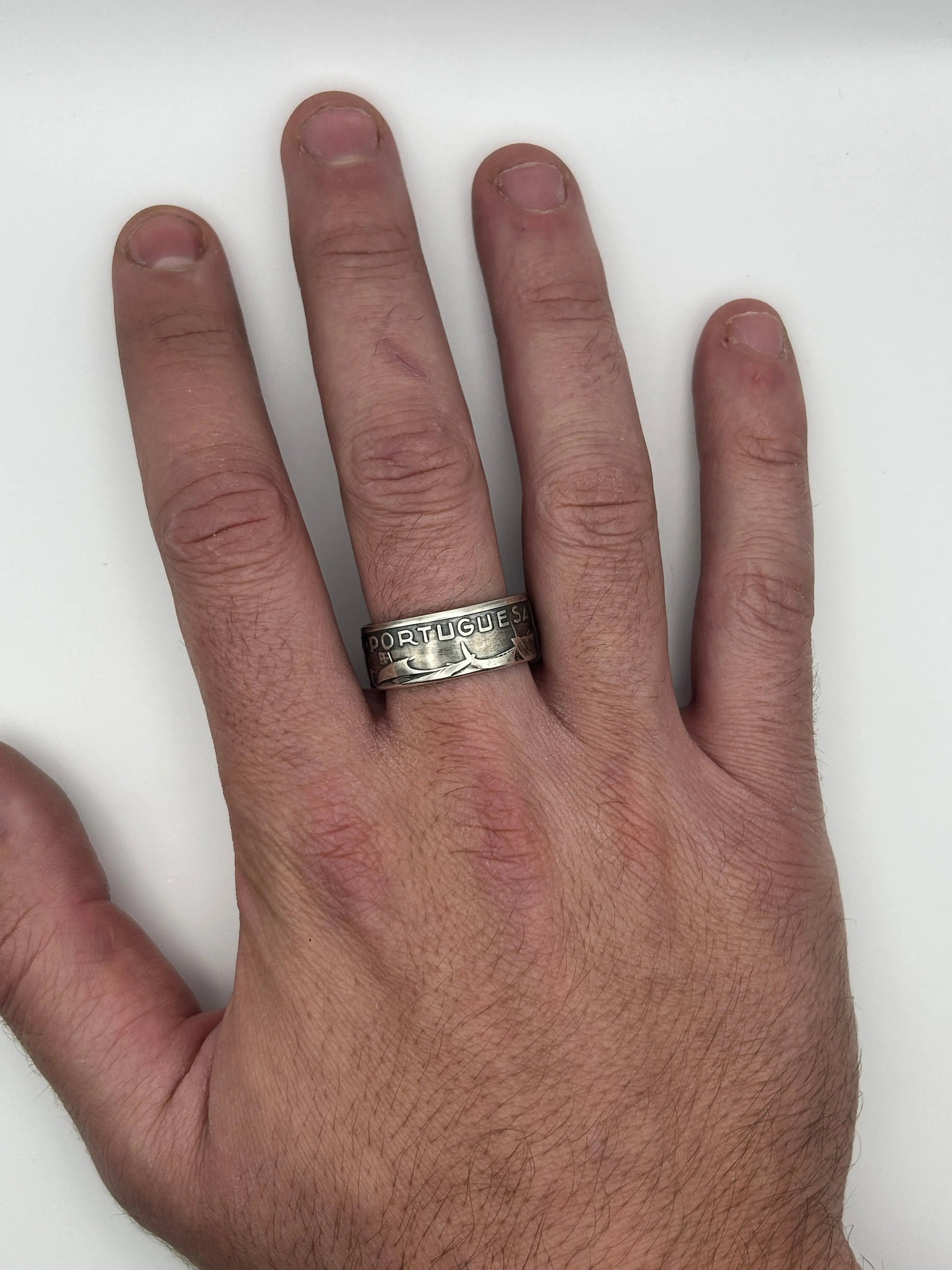 Bague pièce de monnaie 10 ESCUDOS Portugais en argent massif MONNAIA