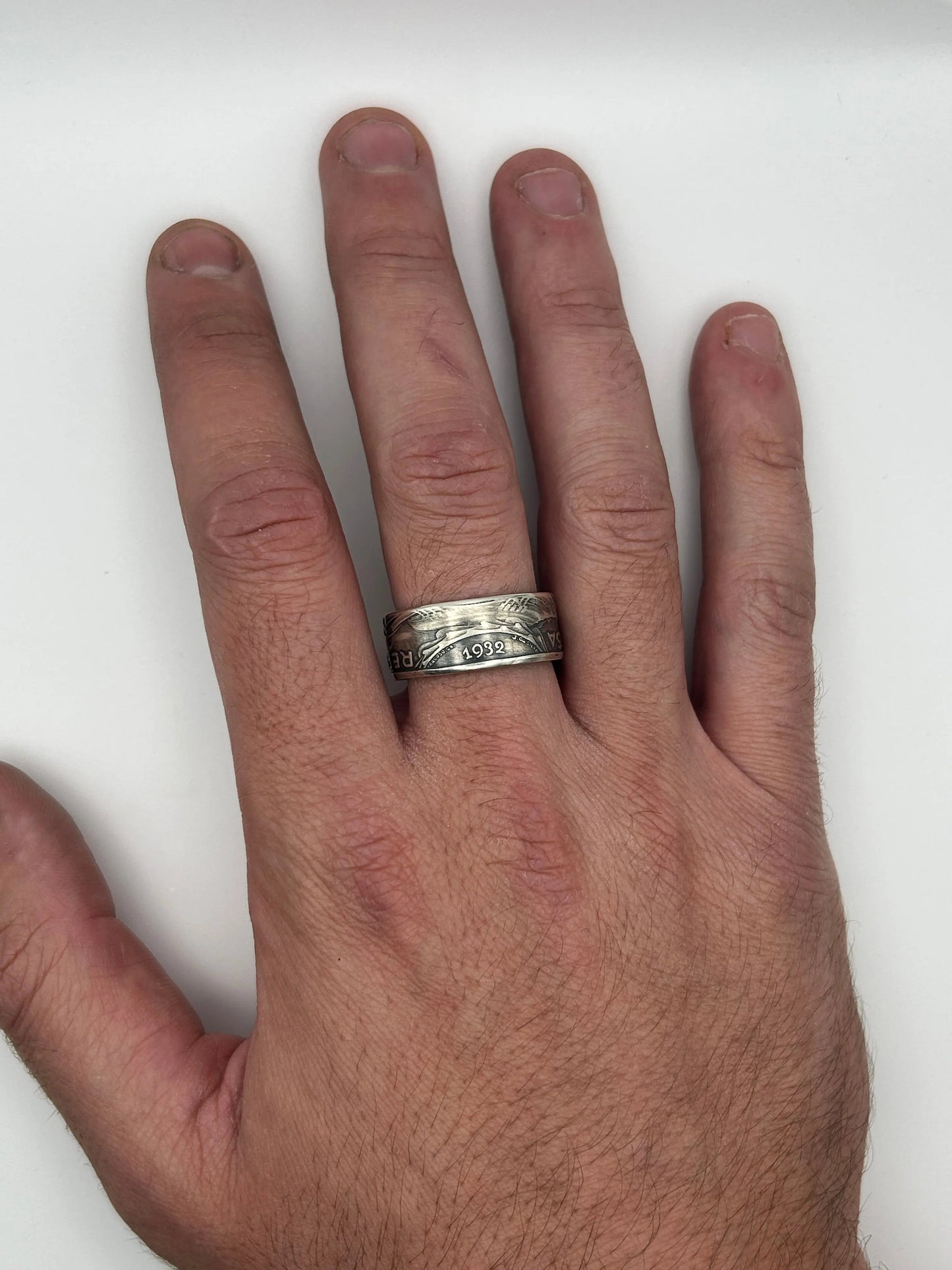 Bague pièce de monnaie 10 ESCUDOS Portugais en argent massif MONNAIA